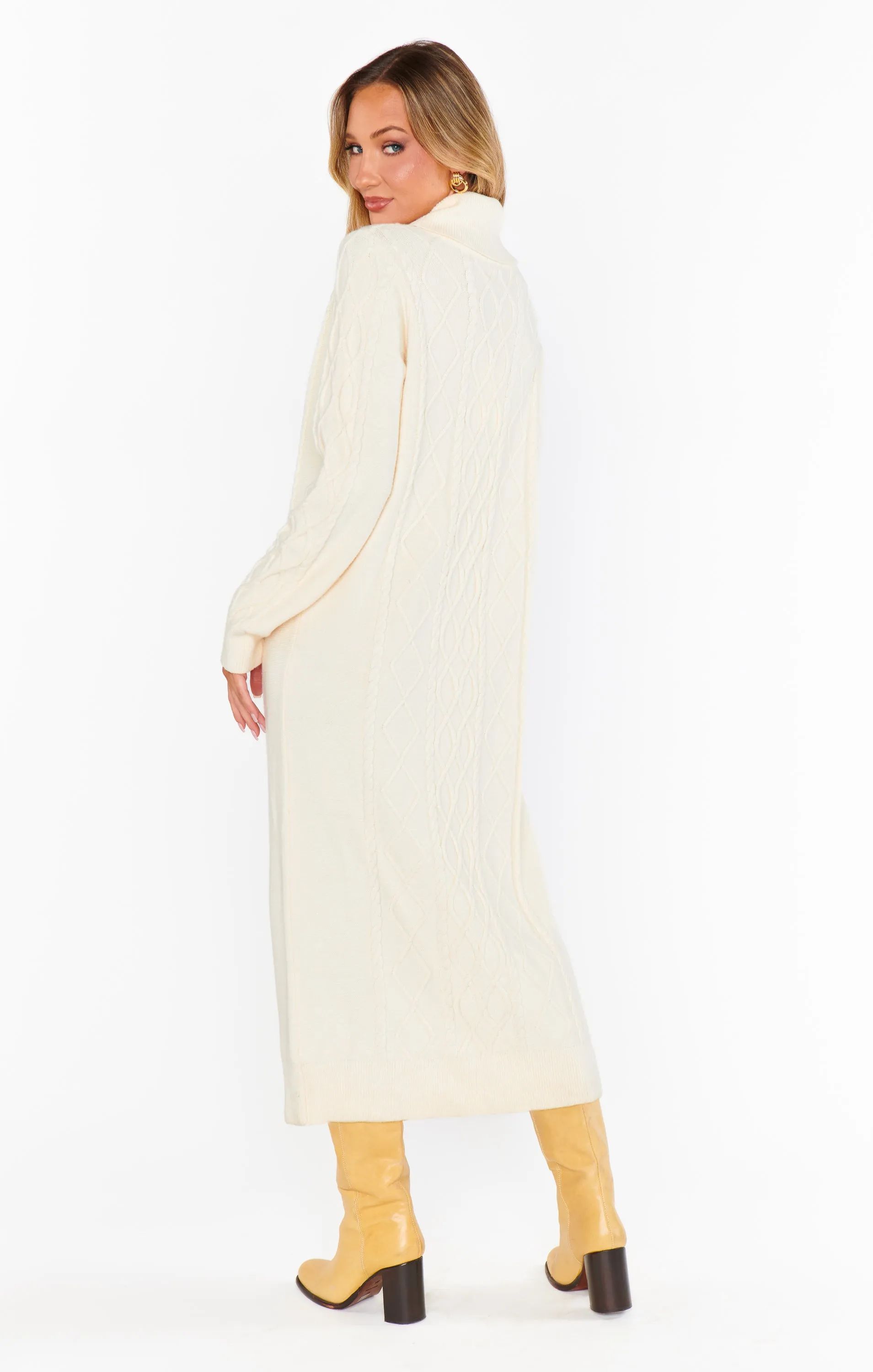 Montreal Midi Dress ~ Cream Cable Knit