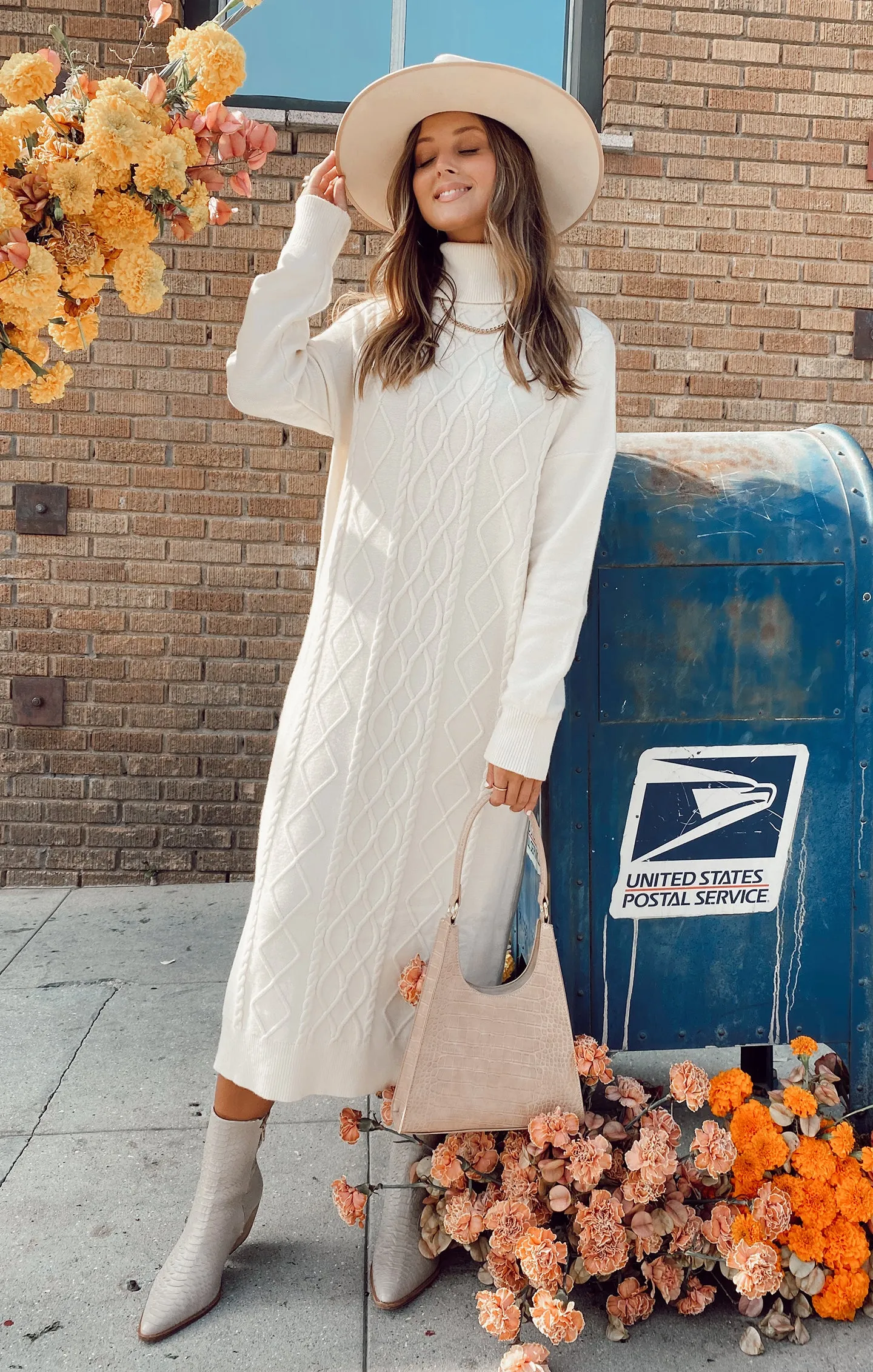 Montreal Midi Dress ~ Cream Cable Knit