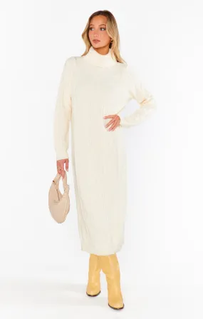 Montreal Midi Dress ~ Cream Cable Knit