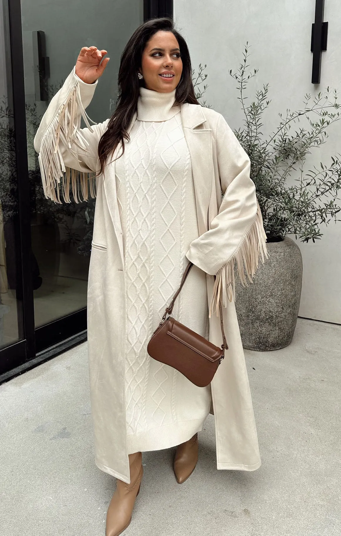 Montreal Midi Dress ~ Cream Cable Knit