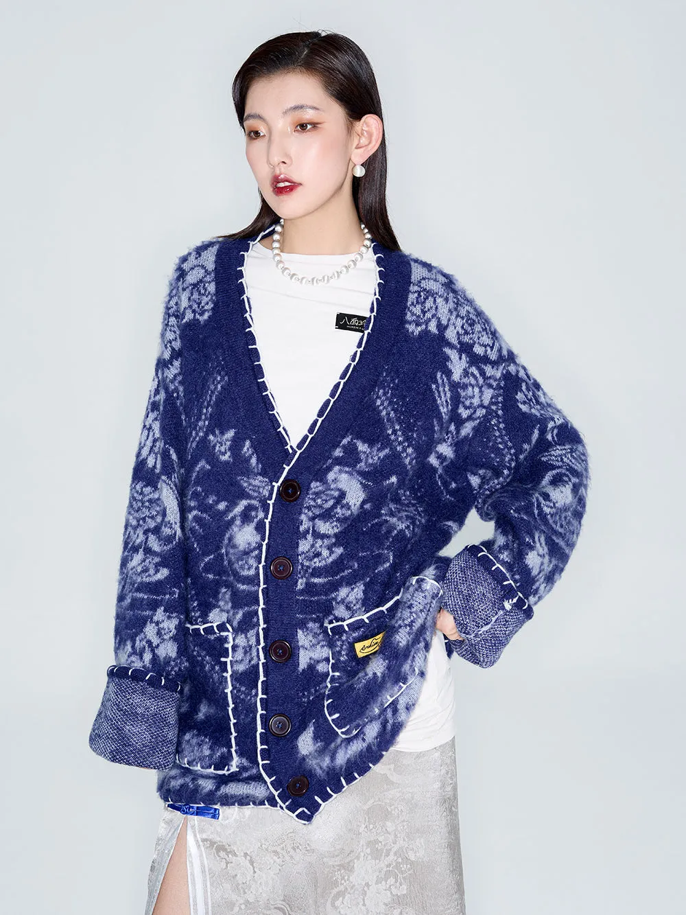 MUKZIN Linglong "Mandarin Duck" New Chinese-style Wool Oversized Cardigan