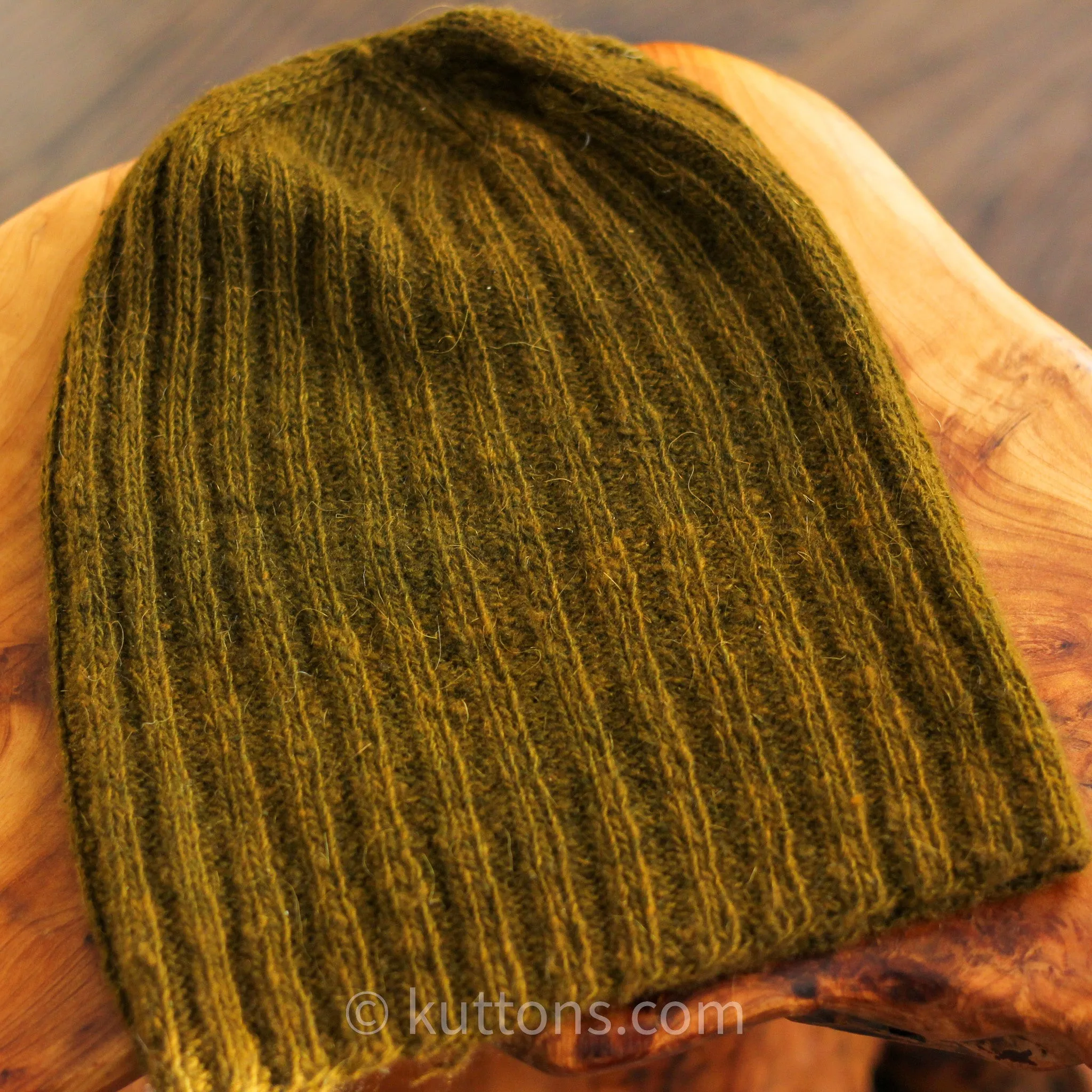 Naturally Dyed 100% Pashmina Cashmere Hat - Handspun & Handknit in Ladakh Himalayas | Greenish Brown