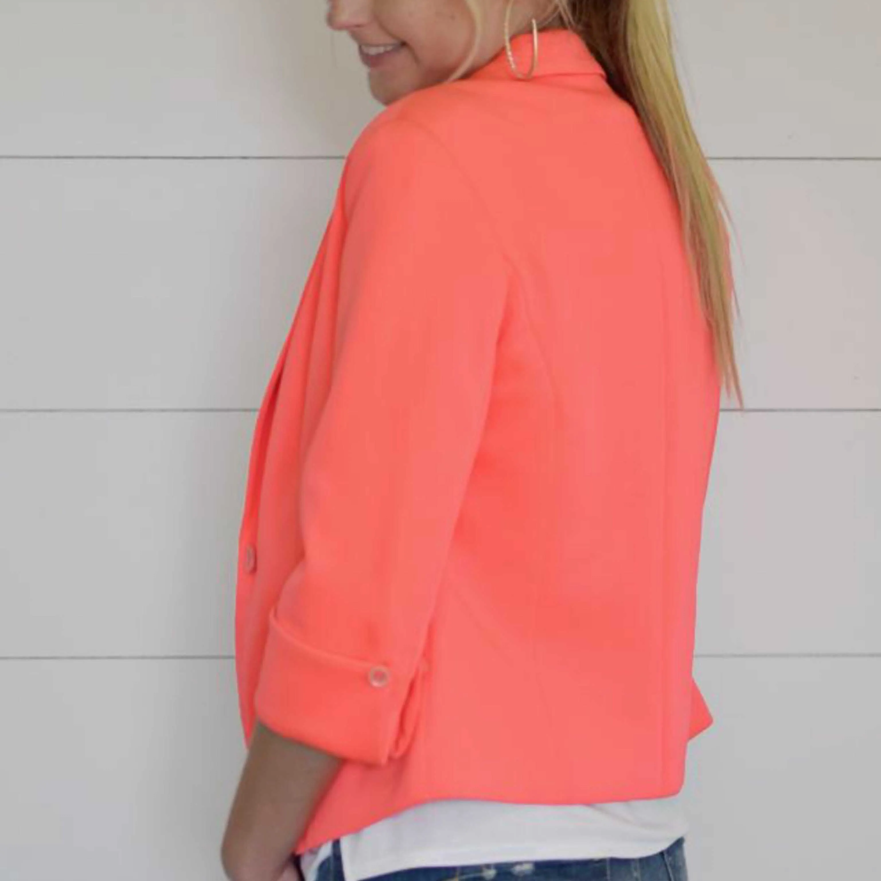 Neon Orange Give Me Ruched Short Blazer