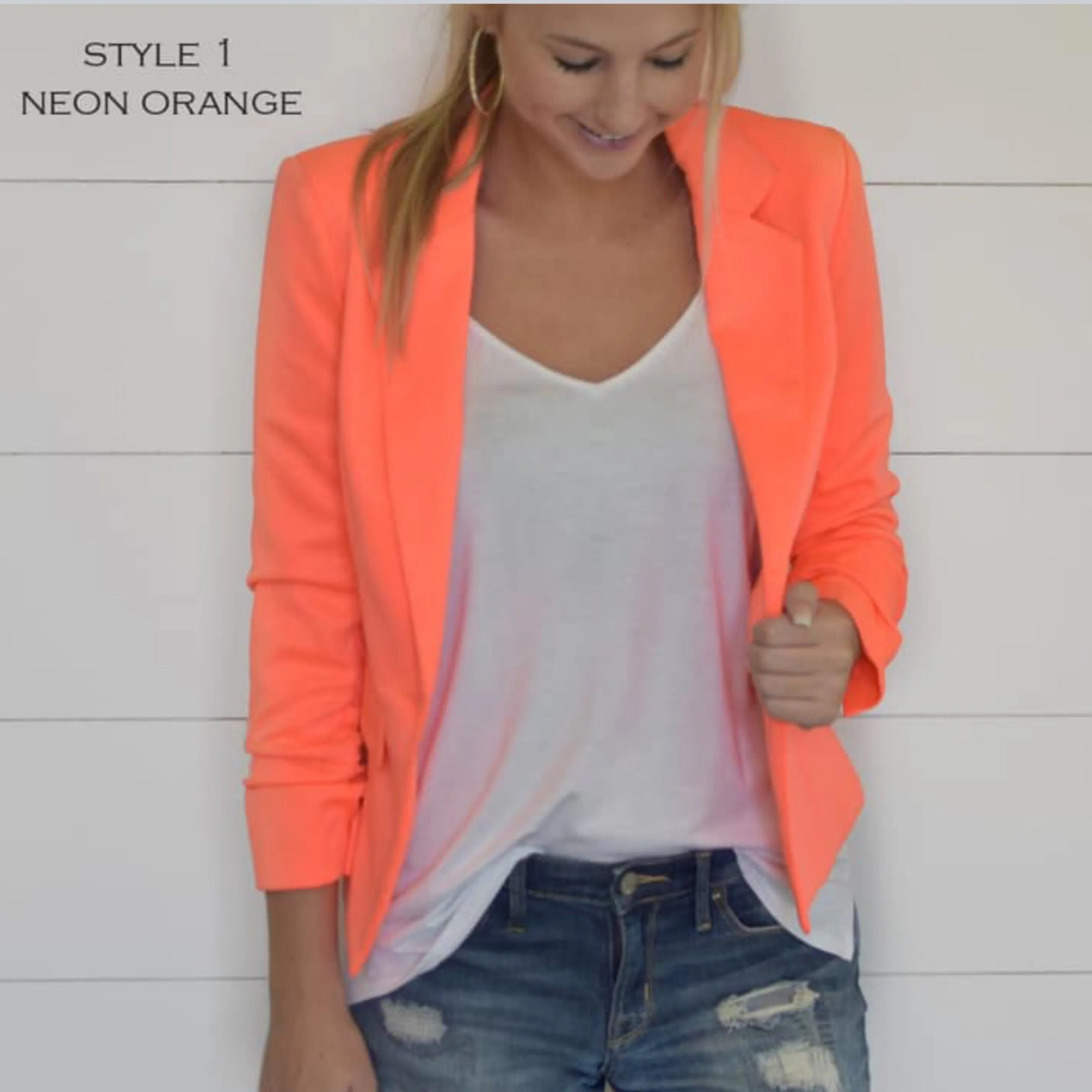 Neon Orange Give Me Ruched Short Blazer