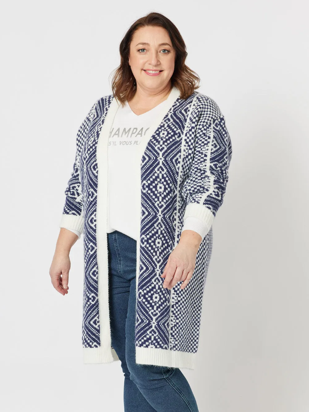 Nikki Cardigan - Navy/White