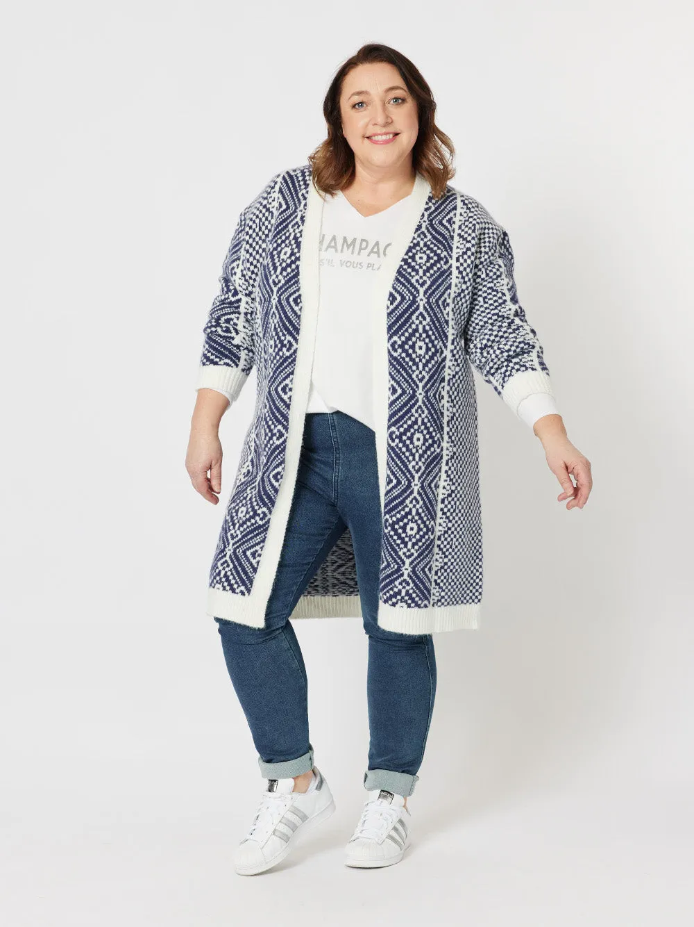 Nikki Cardigan - Navy/White