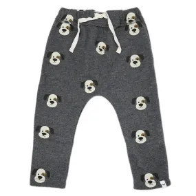 oh baby! Brooklyn Jogger Pants - Puppy Faces Print - Charcoal Pepper