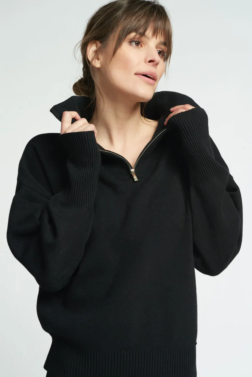 OLLY half-zip knit sweater - Black