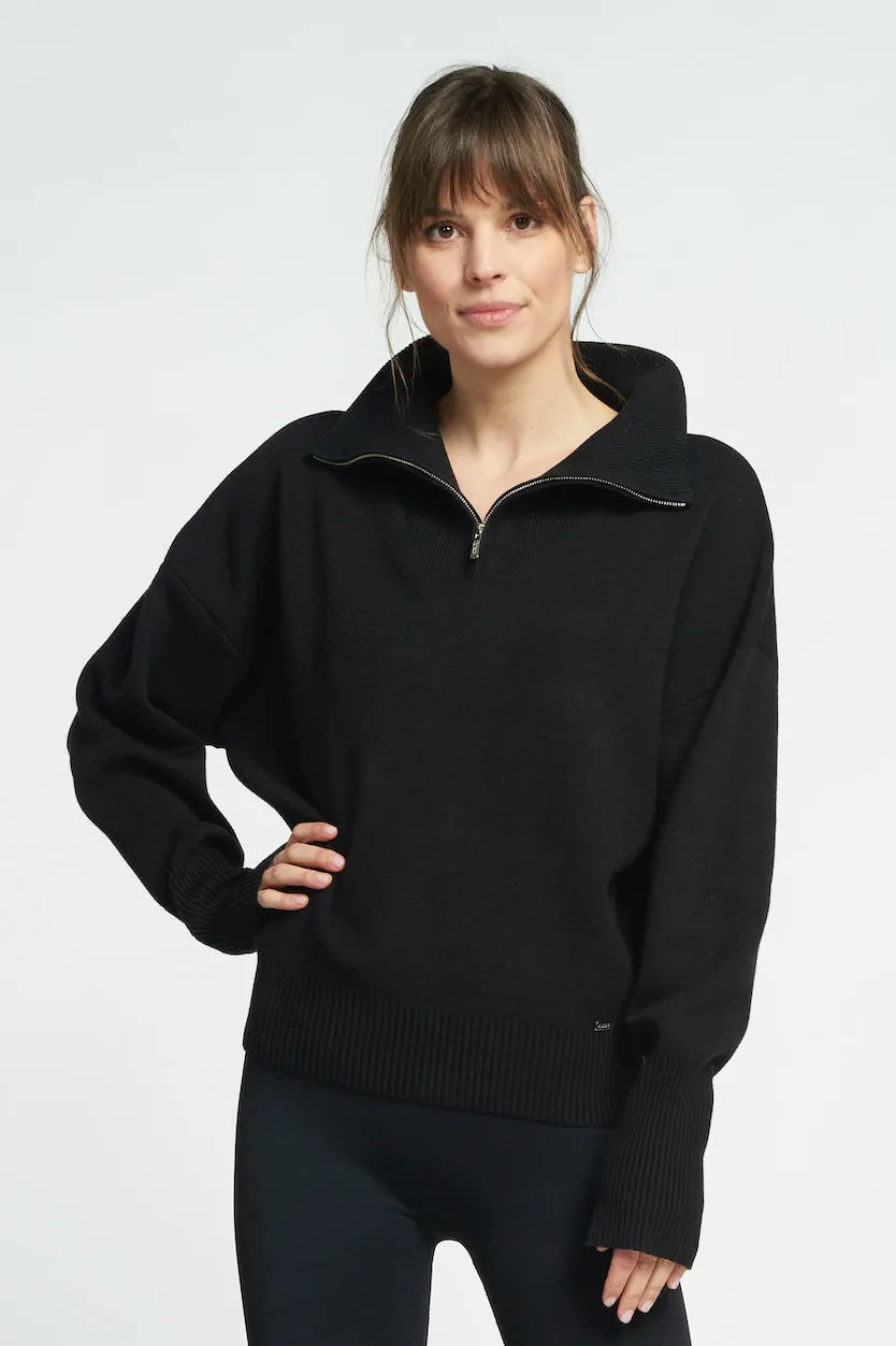 OLLY half-zip knit sweater - Black