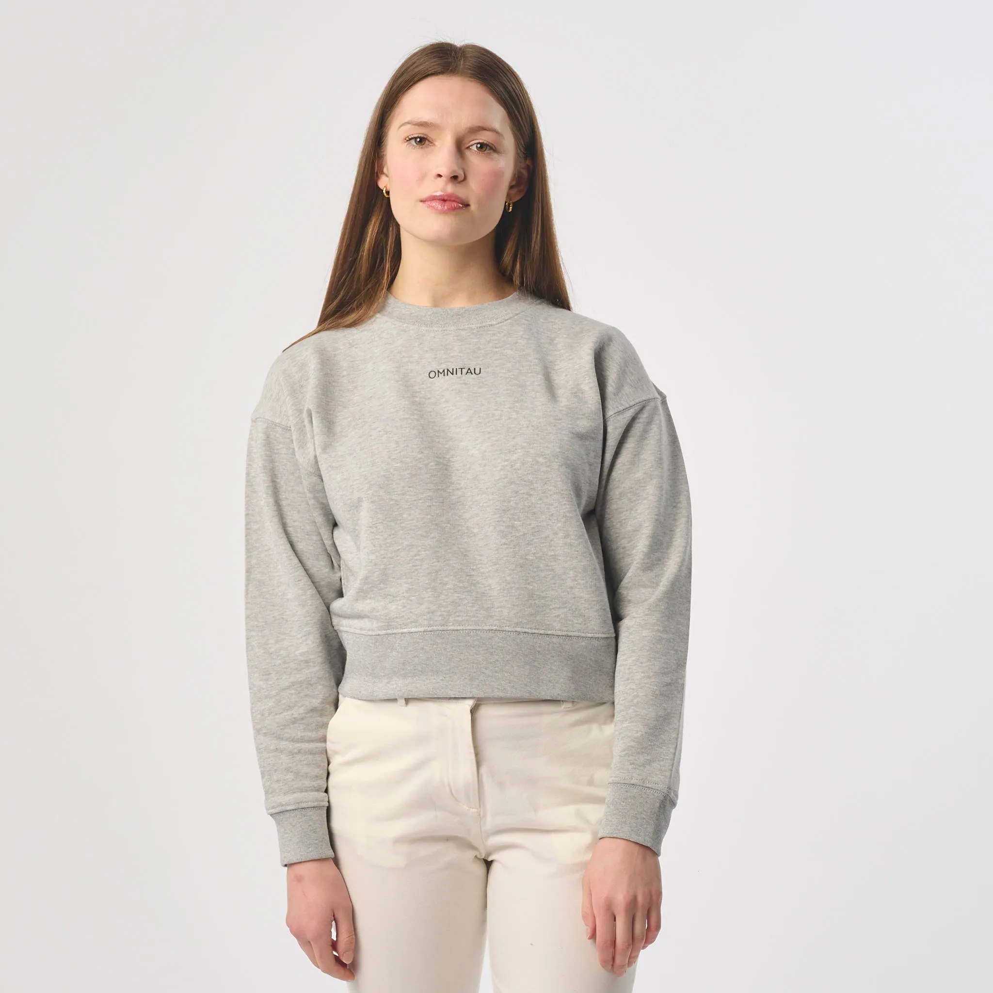 Omnitau Women's Organic Cotton Cropped Sweatshirt - Heather Grey