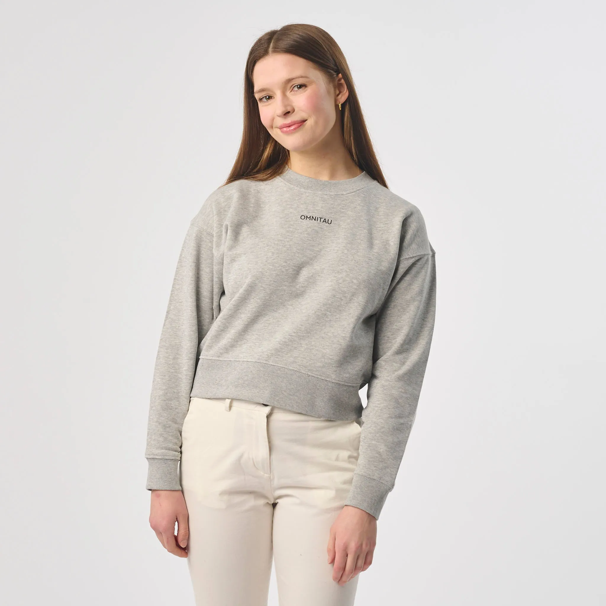 Omnitau Women's Organic Cotton Cropped Sweatshirt - Heather Grey