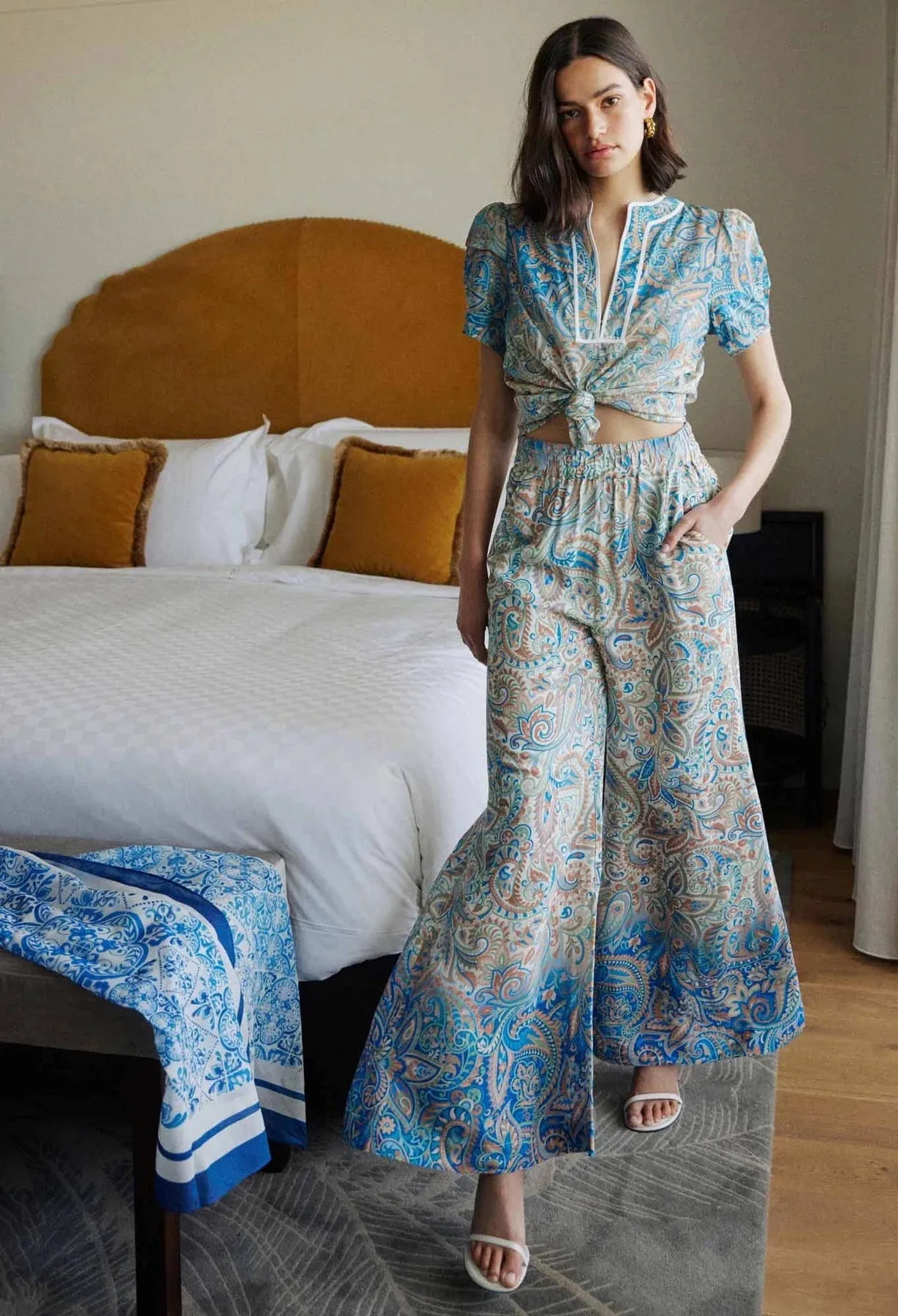 ONCE WAS POSITANO VISCOSE PANT IN CAPRI PAISLEY PRINT