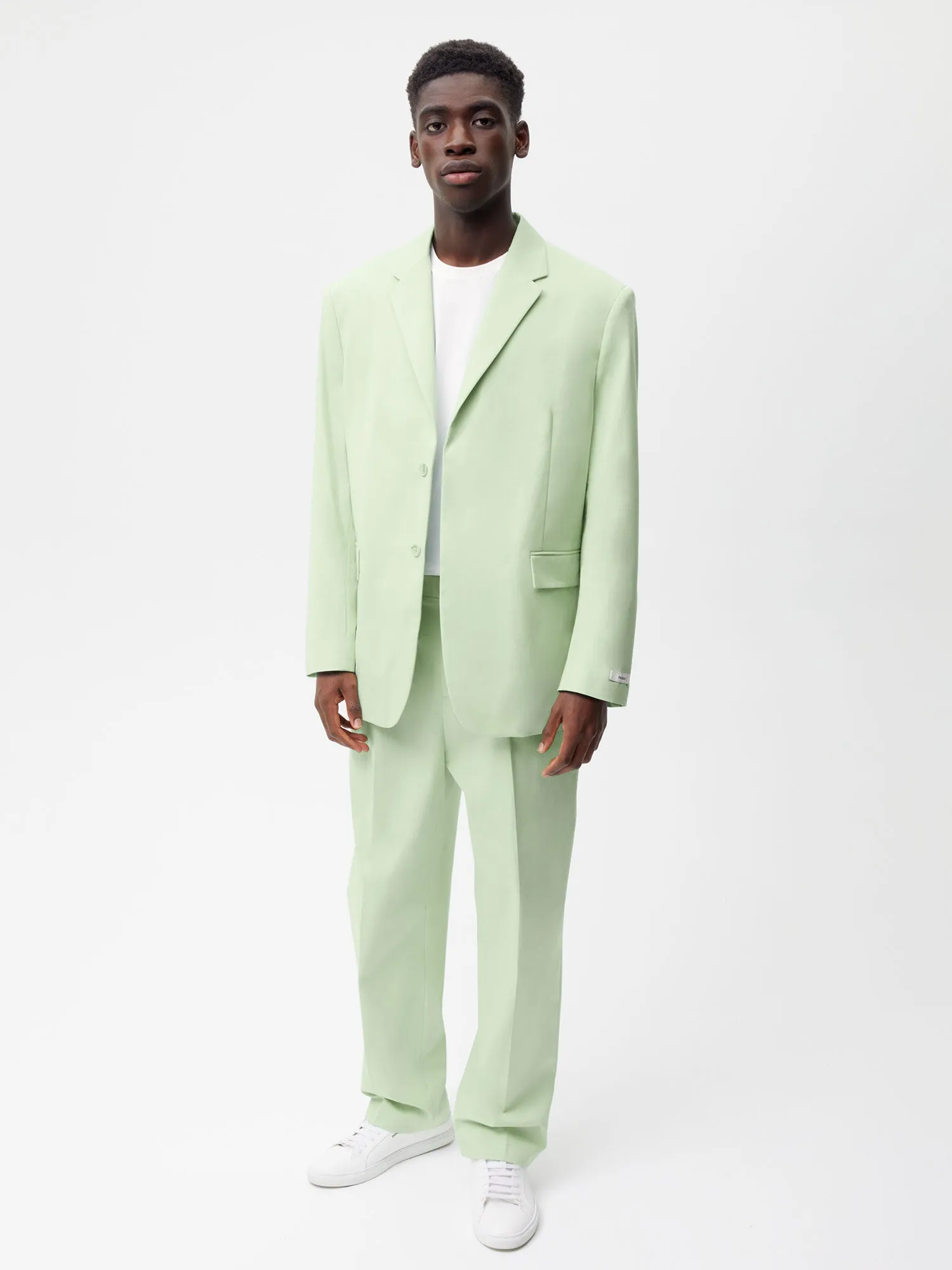 Organic Cotton Oversized Tailored Jacket—pistachio