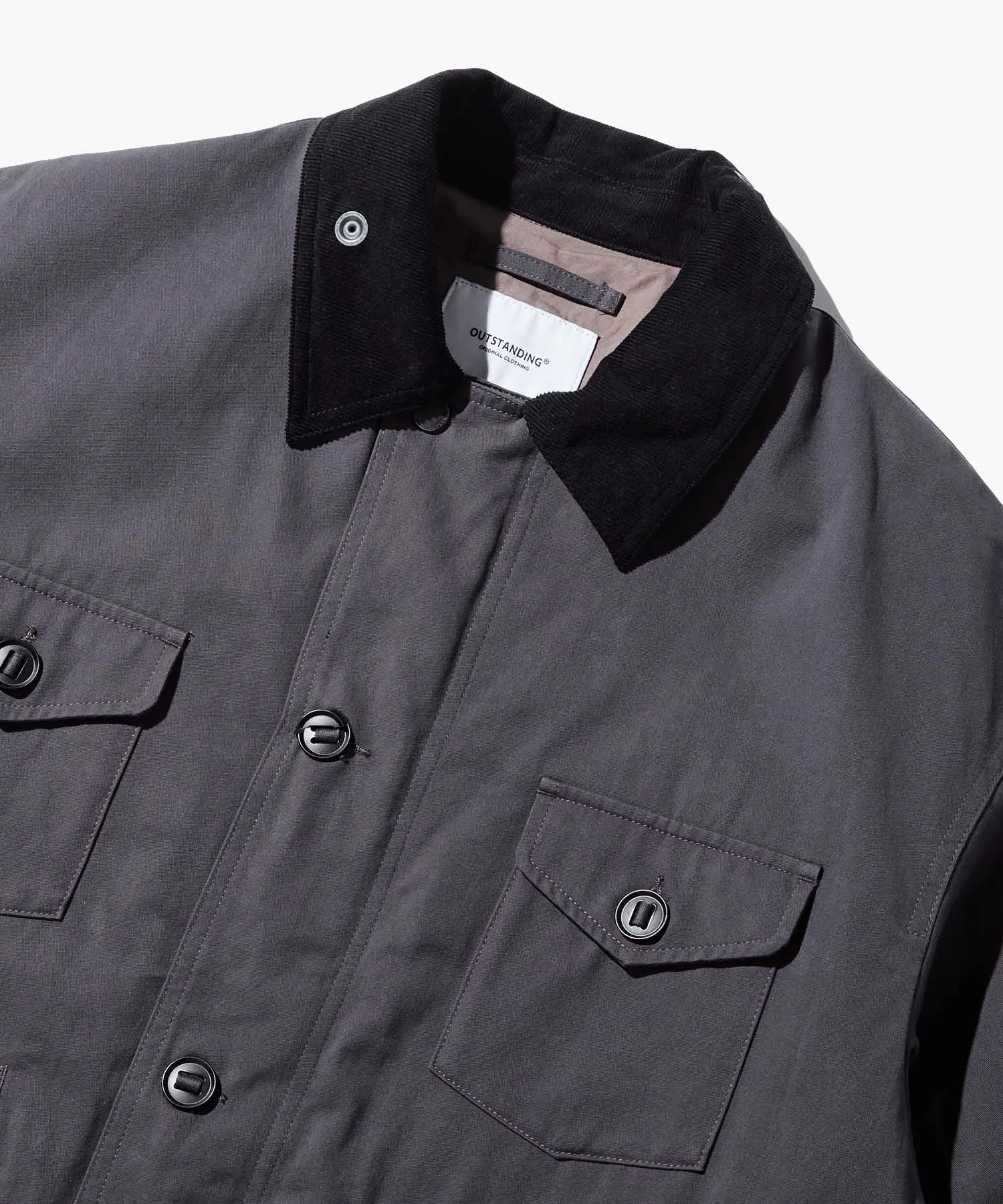 Outstanding & Co. Corduroy Collar Fishing Jacket - Charcoal