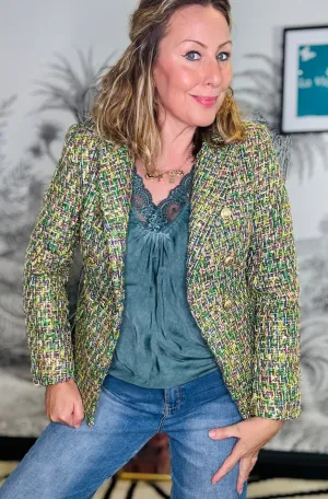 Penelope Double Breasted Boucle Tweed Blazer