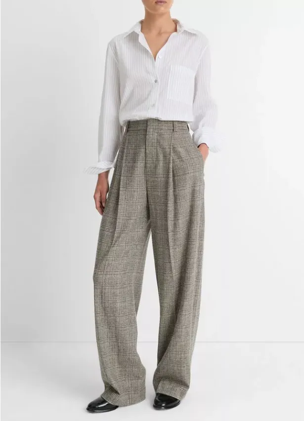 Plaid Italian Wool Trouser