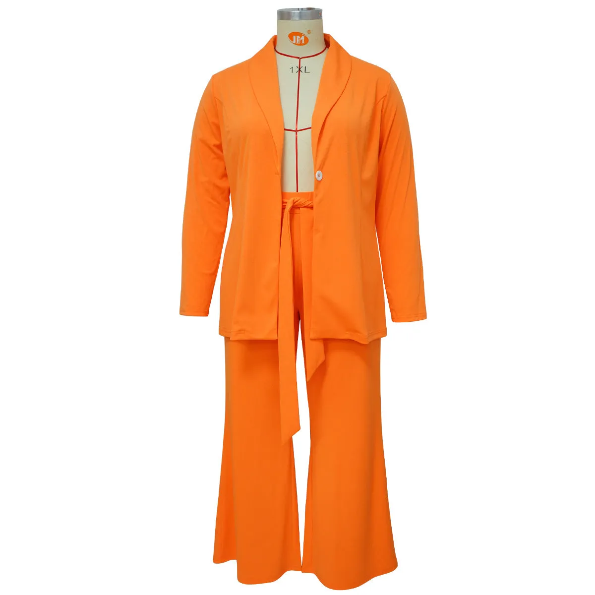 Plus Size Long Sleeve Jacket And Pants Two Piece Set