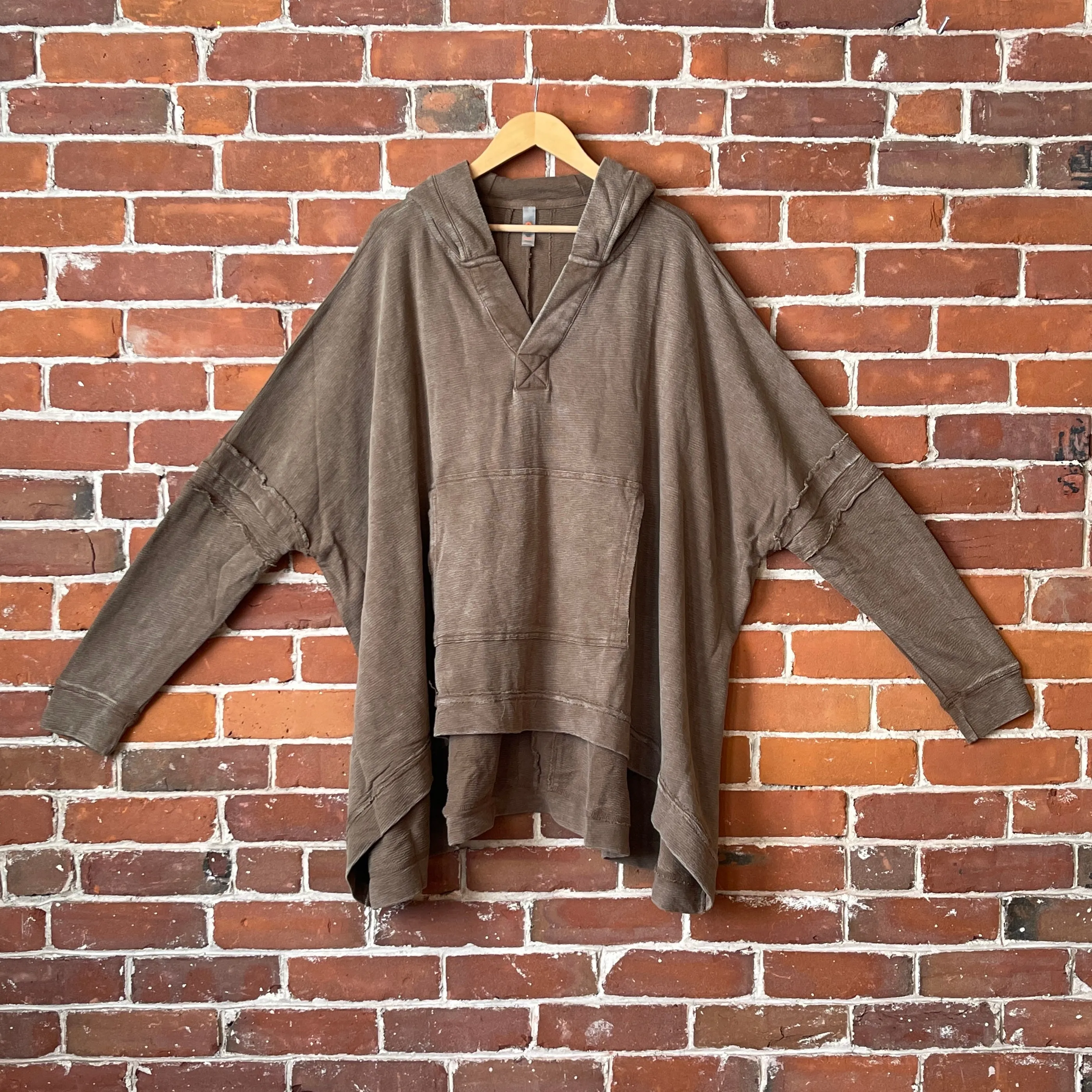 Plus Size Oversized Hi Lo Comfy Hoodie - Mocha