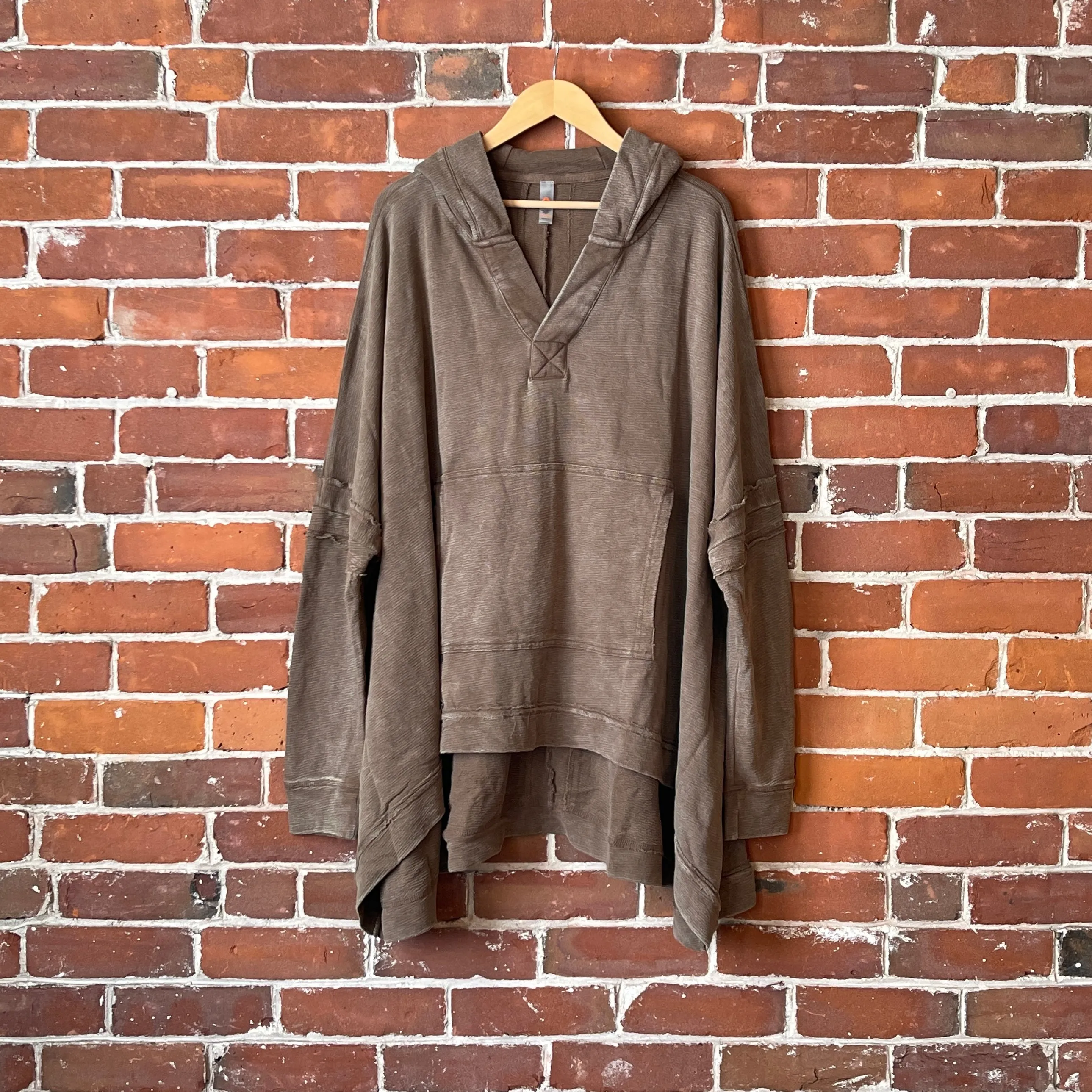 Plus Size Oversized Hi Lo Comfy Hoodie - Mocha