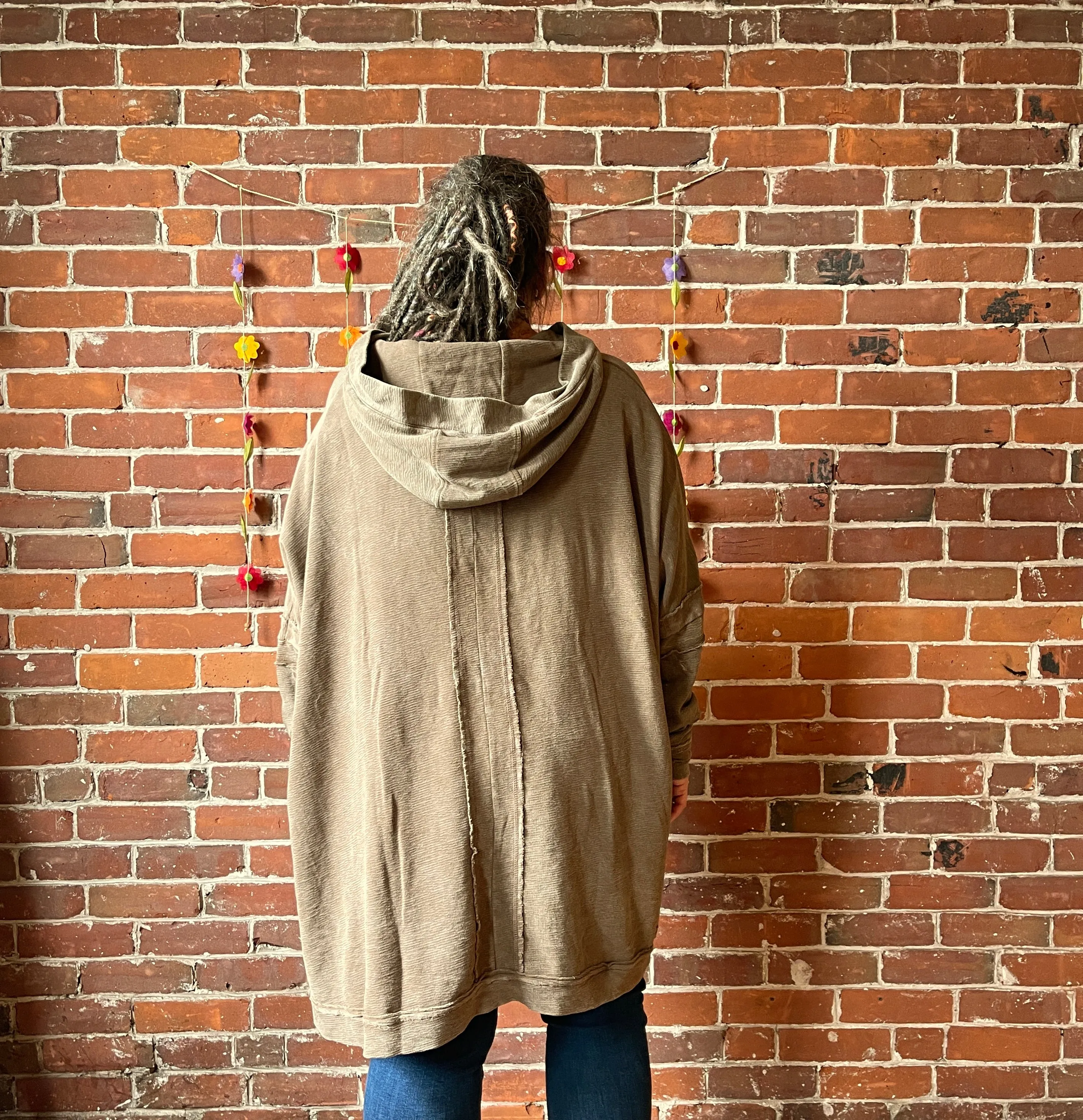 Plus Size Oversized Hi Lo Comfy Hoodie - Mocha