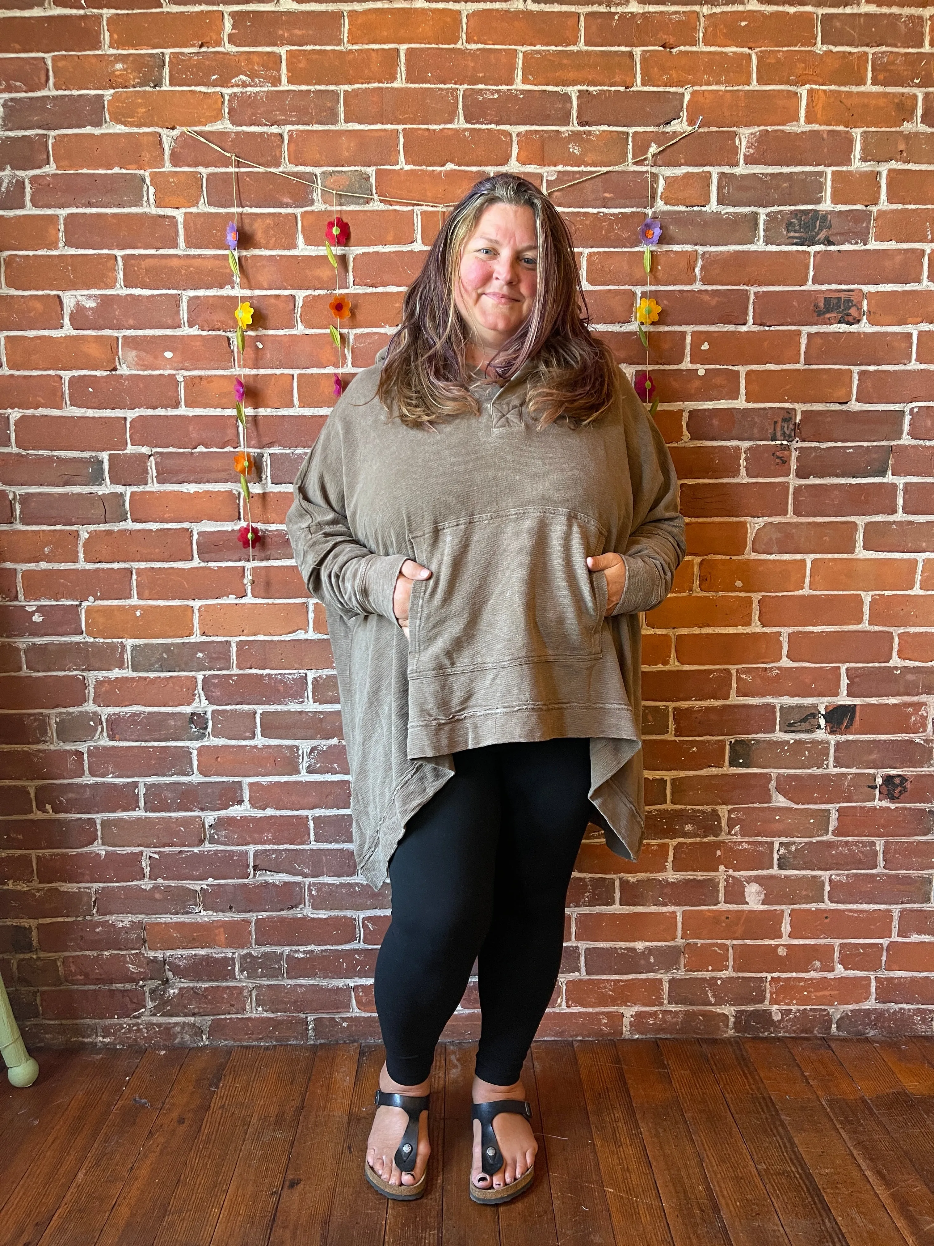 Plus Size Oversized Hi Lo Comfy Hoodie - Mocha