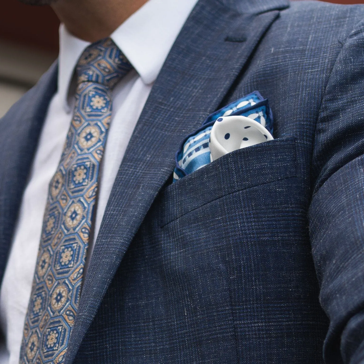 Pois - Silk Pocket Square - Blue