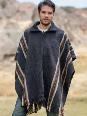 Polo Neck Alpaca Poncho For Men