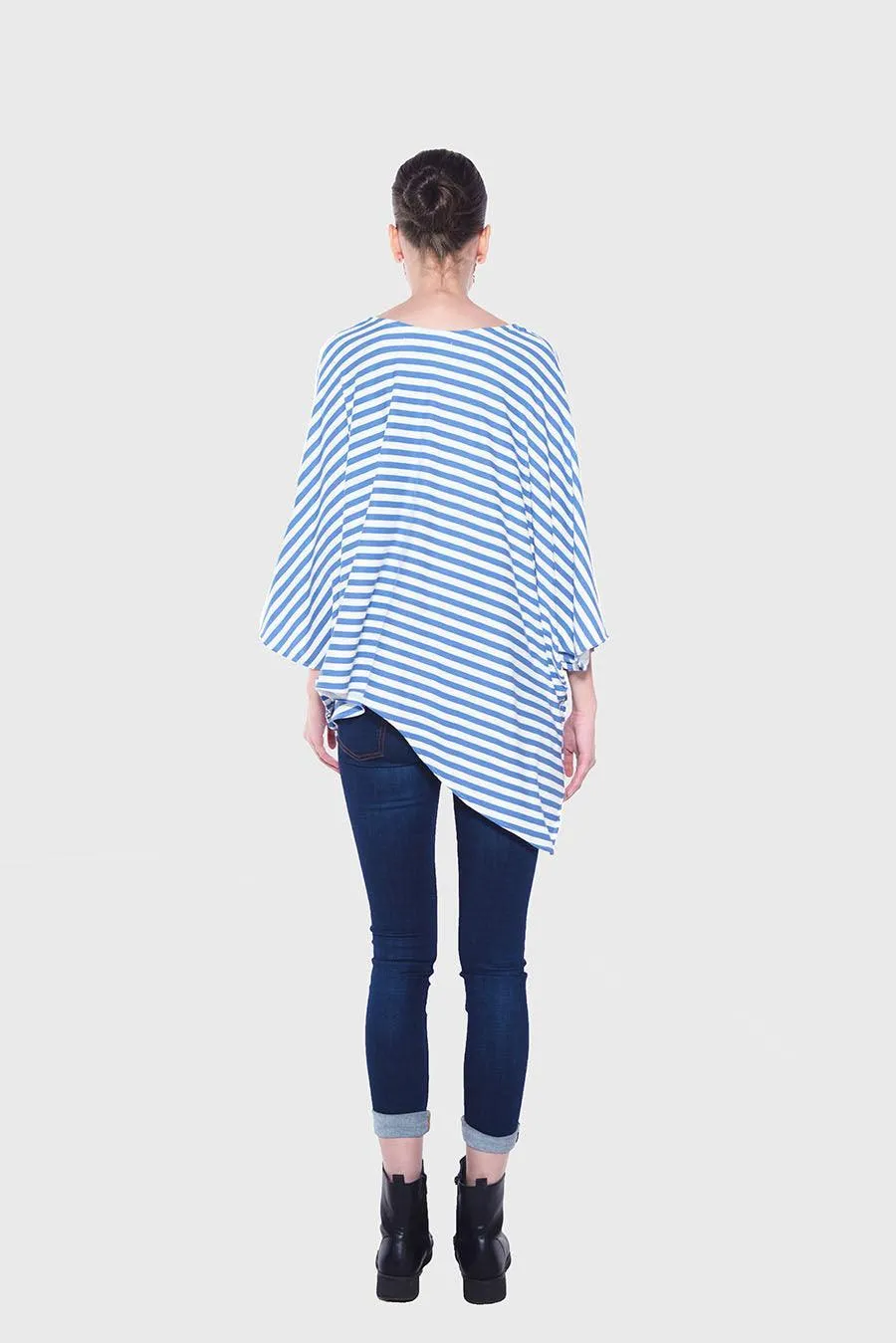 PONCHO DOUBLE EDGE VNECK TOP stripes