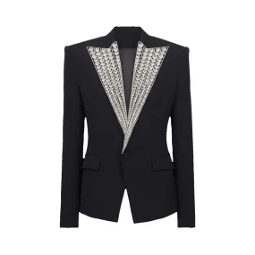 Pre Order:  Bejeweled Peak Lapel Evening Blazer