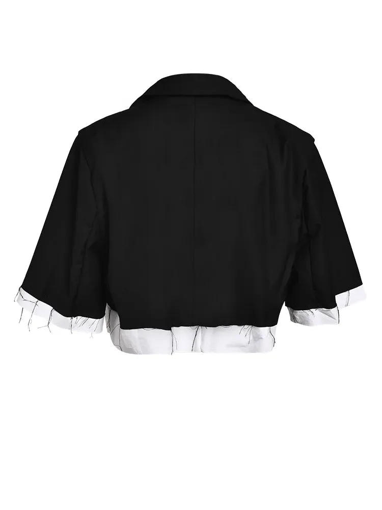 Pre Order:  Color Block Loose Crop Blazer