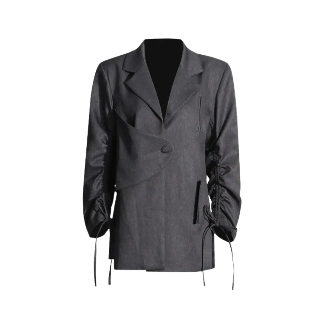 Pre Order:  Deep V-Neck Single Button Drawstring Blazer