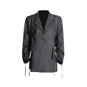 Pre Order:  Deep V-Neck Single Button Drawstring Blazer