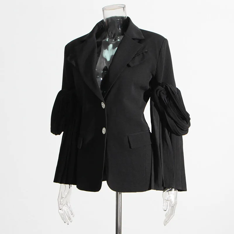 Pre Order:  Fancy Buttons Flounce Sleeves Blazer