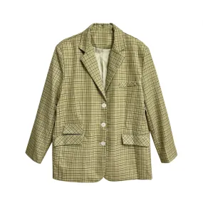 Pre Order:  Plaid Single Breasted Oversized Blazer