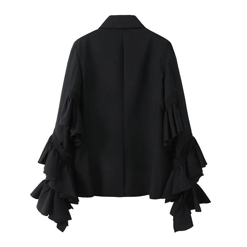 Pre Order:  Ruffled Sleeves Double Breasted Blazer