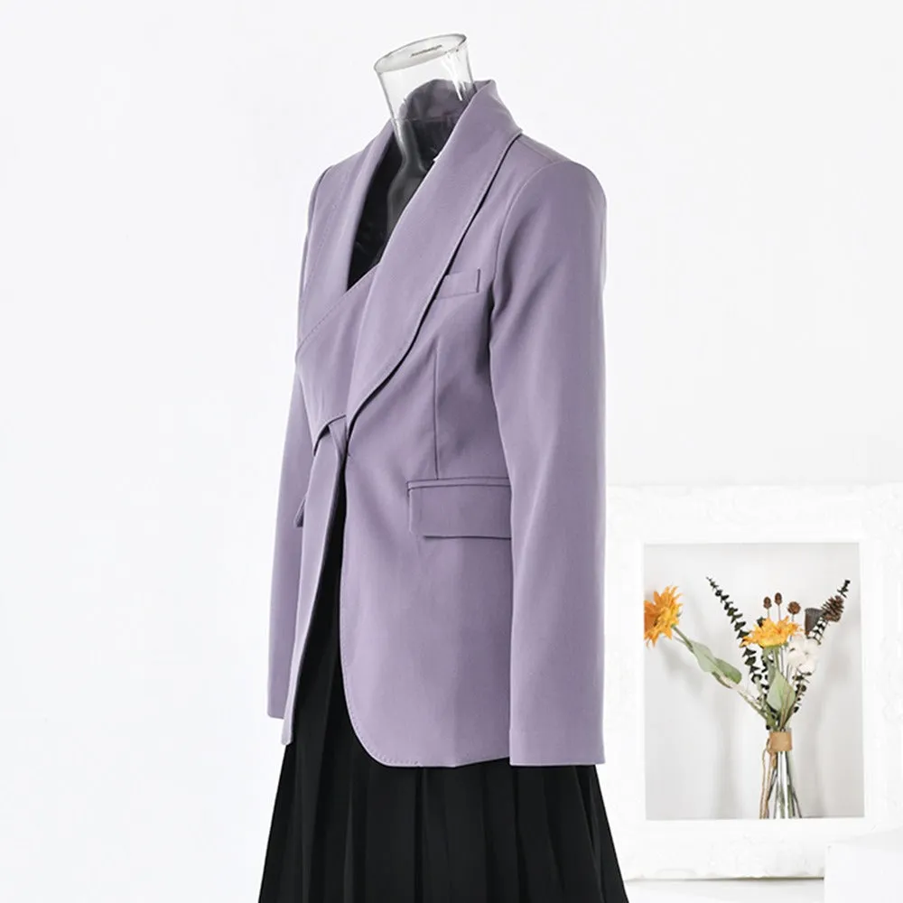 Pre Order:  Solid Diagonal Waist Cinching Blazer