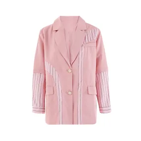 Pre Order:  Striped Patchwork Pink Blazer