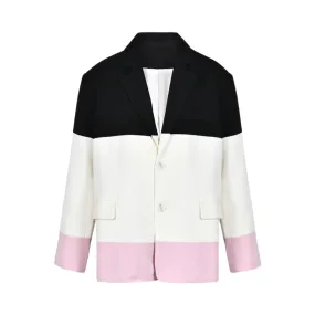 Pre Order:  Tri-Color Notched Lapel Loose Blazer