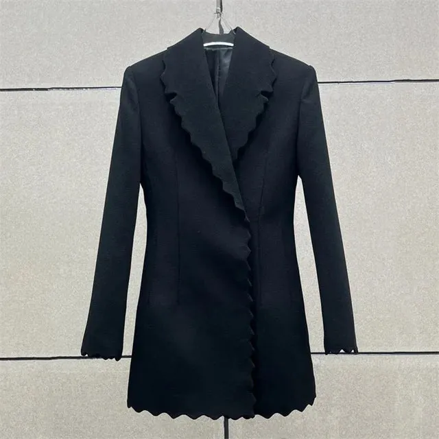 Pre Order:  Wavy Edges Notched Collar Blazer