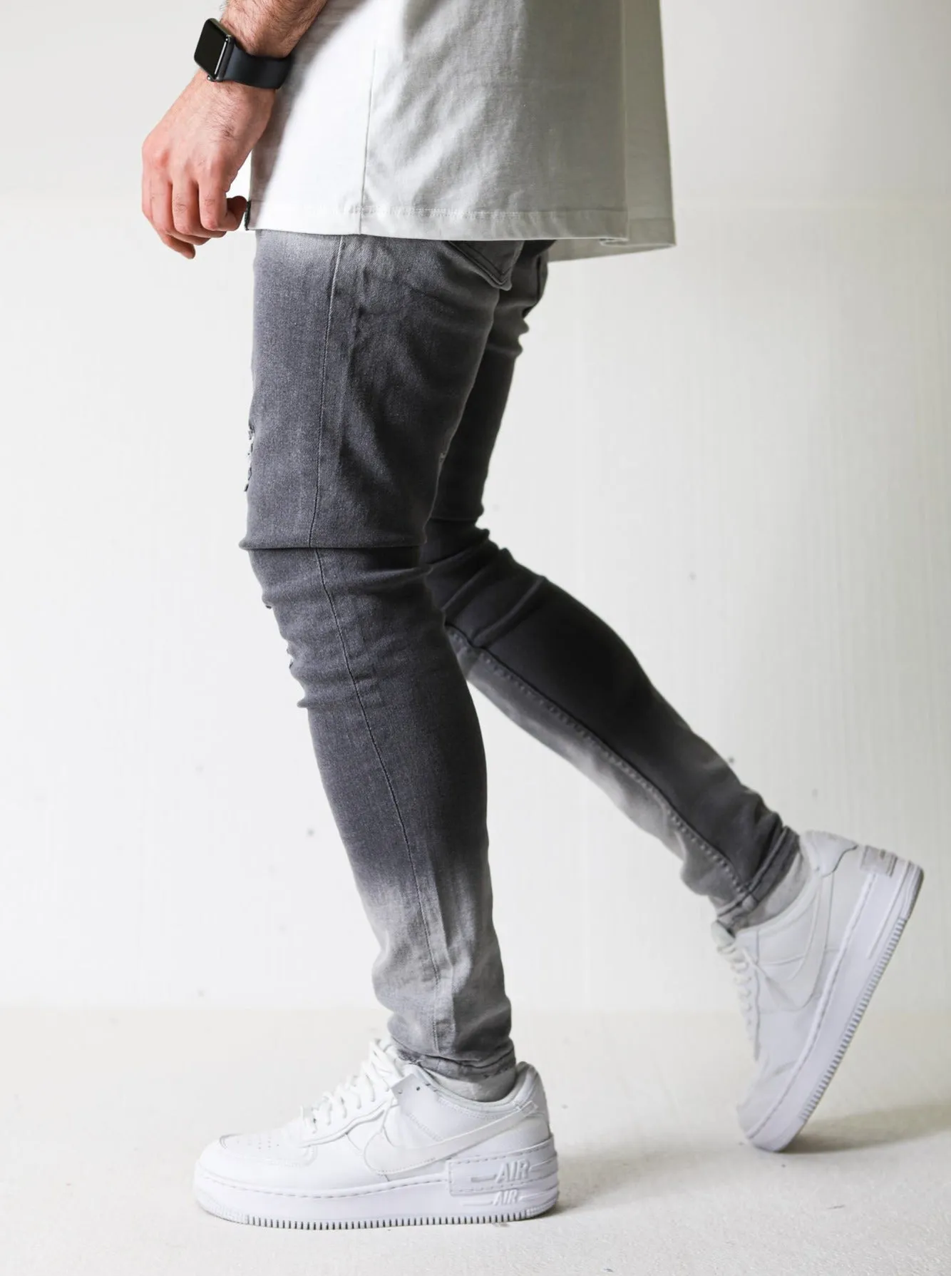 Premium Degrade Ripped Grey Jeans