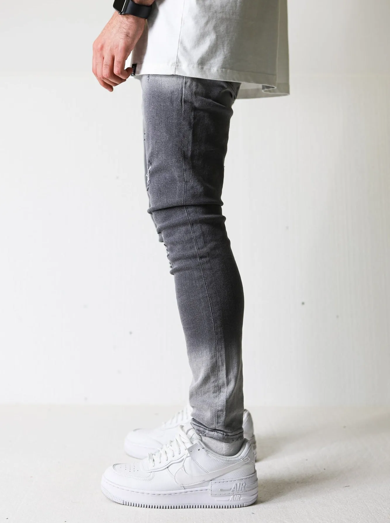 Premium Degrade Ripped Grey Jeans