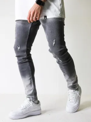 Premium Degrade Ripped Grey Jeans