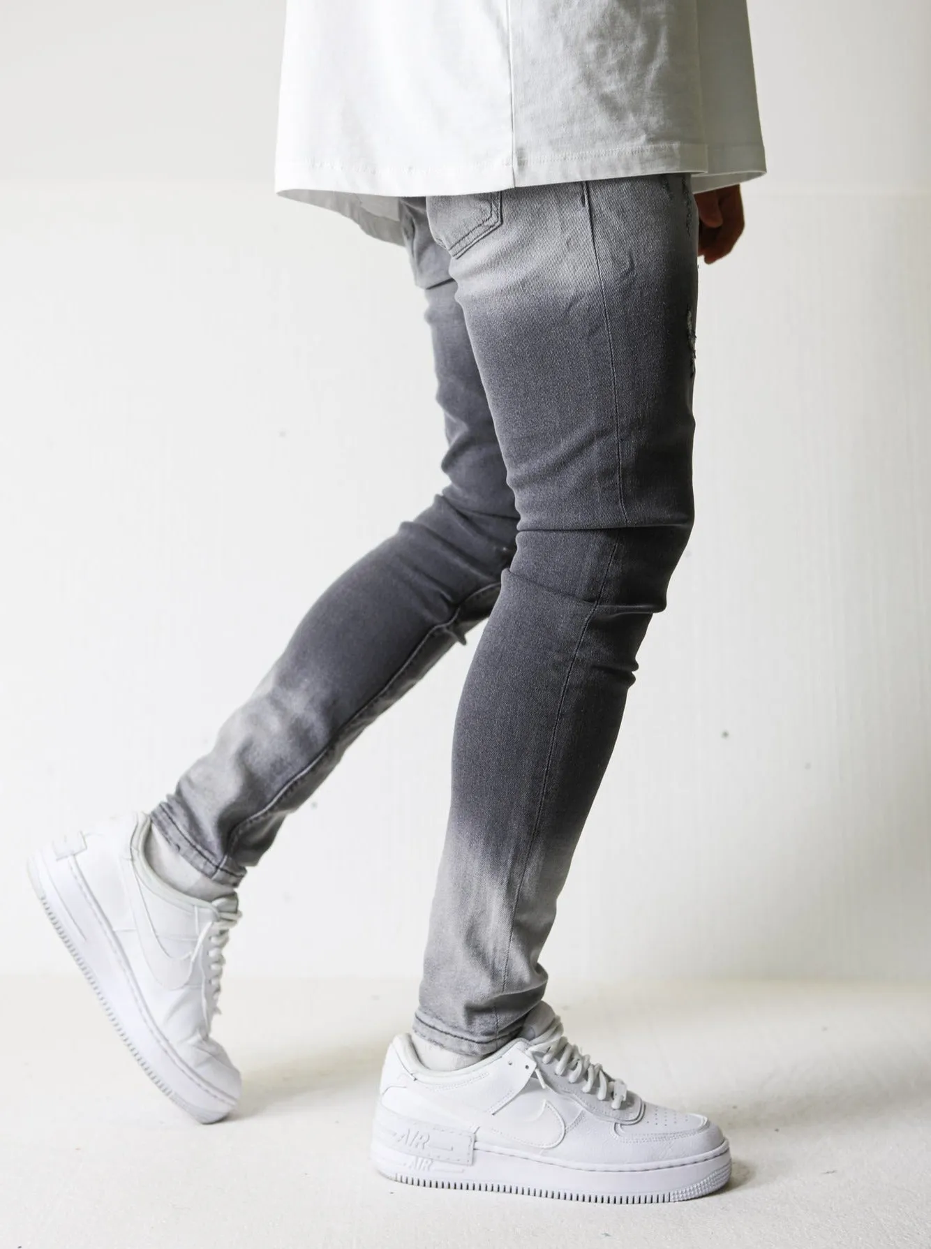 Premium Degrade Ripped Grey Jeans