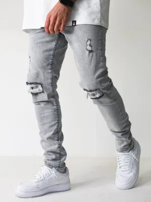 Premium Distressed Grey Jeans