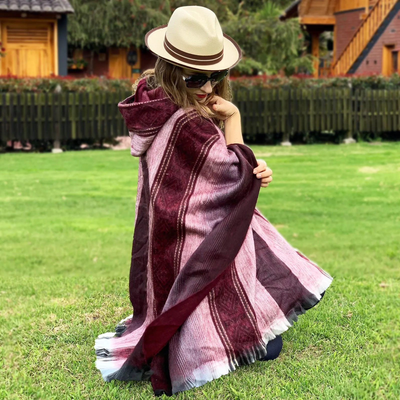 Red Bordeaux Alpaca Poncho