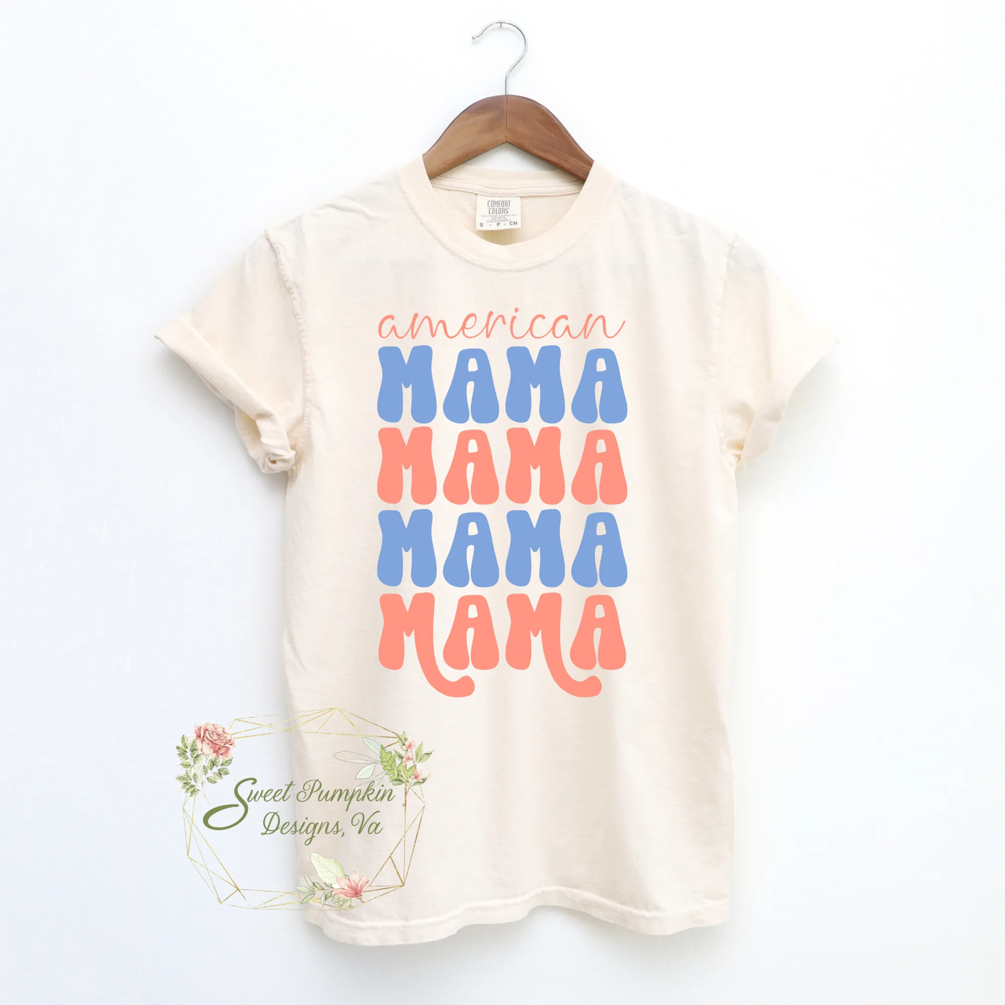 Retro Patriotic "American Mama" T-Shirt - Perfect for Summer, Memorial Day, and 4th of July