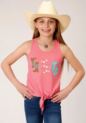 Roper Kids Girls Boots and Boots Pink Poly/Rayon S/L Tank Top