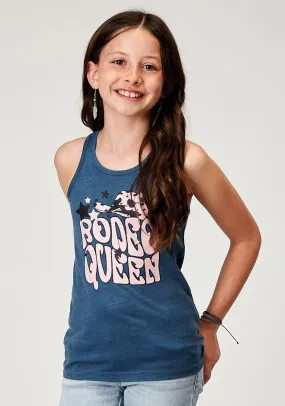 Roper Kids Girls Rodeo Queen Navy Poly/Cotton S/L Tank Top