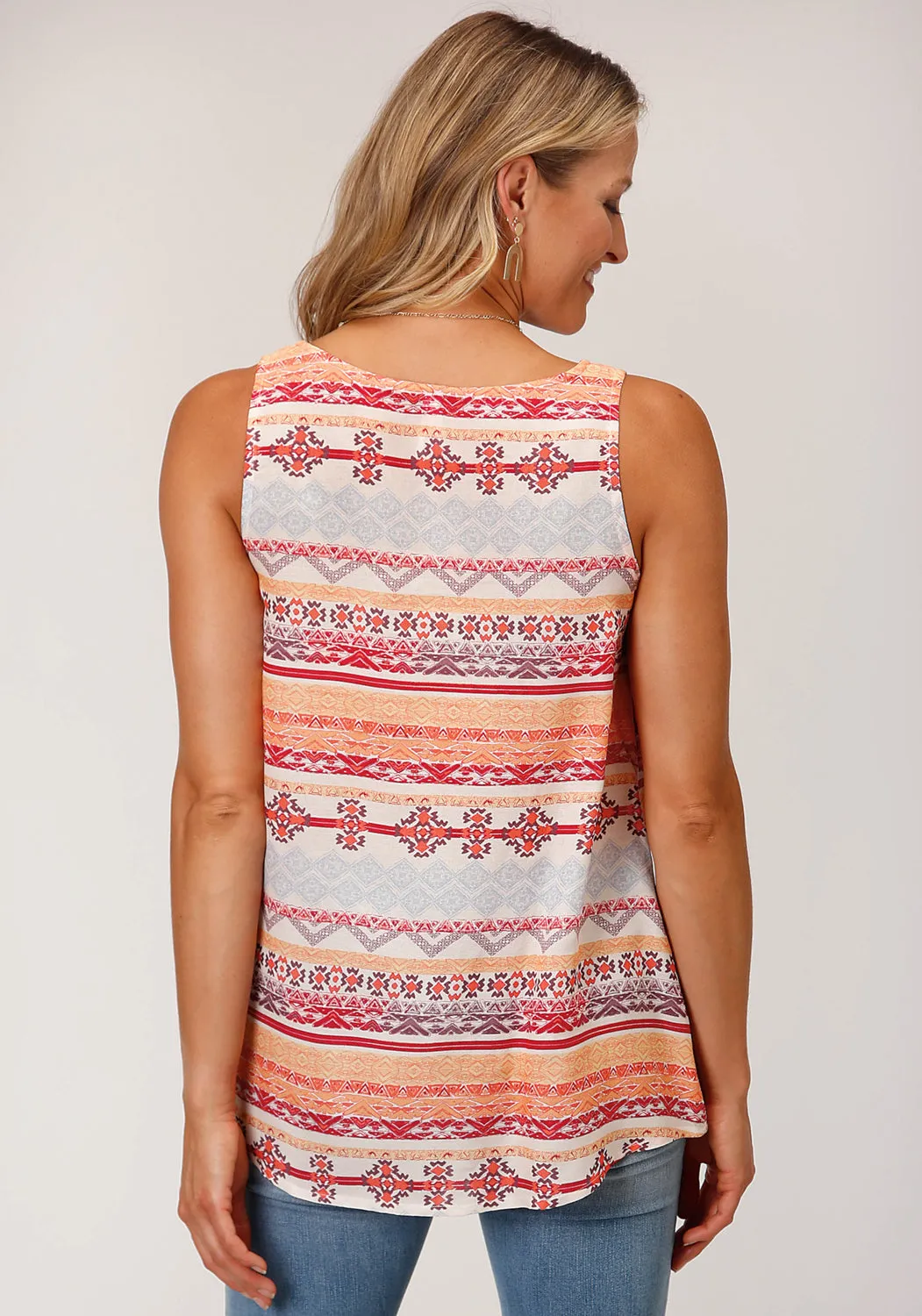 Roper Womens 1546 Aztec Multi-Color 100% Rayon S/L Tank Top