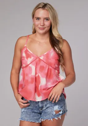 Roper Womens 2088 Tie Dye Pink/Cream 100% Cotton S/L Tank Top